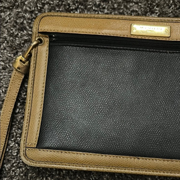 MORABITO PARIS Black & Brown Leather Clutch Bag Cosmetic Hand Bag - Picture 3 of 13